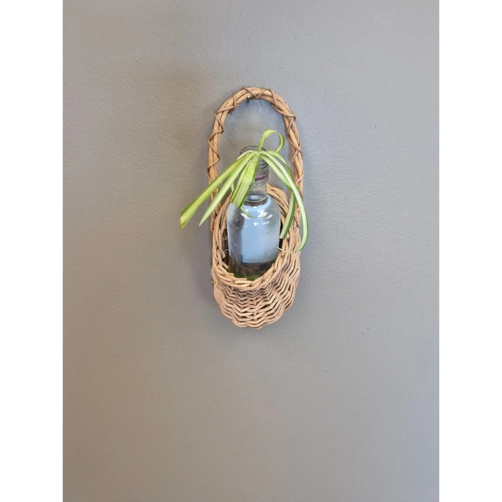 Vintage Handwoven Wicker Wall Pocket Basket 10 Boho Farmhouse Wall Planter Decor